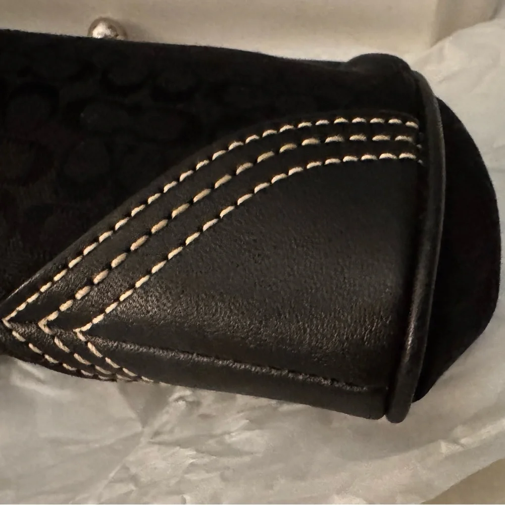 Coach rare vintage Y2K Soho Kisslock Wristlet signature jacquard leather - Picture 8 of 17